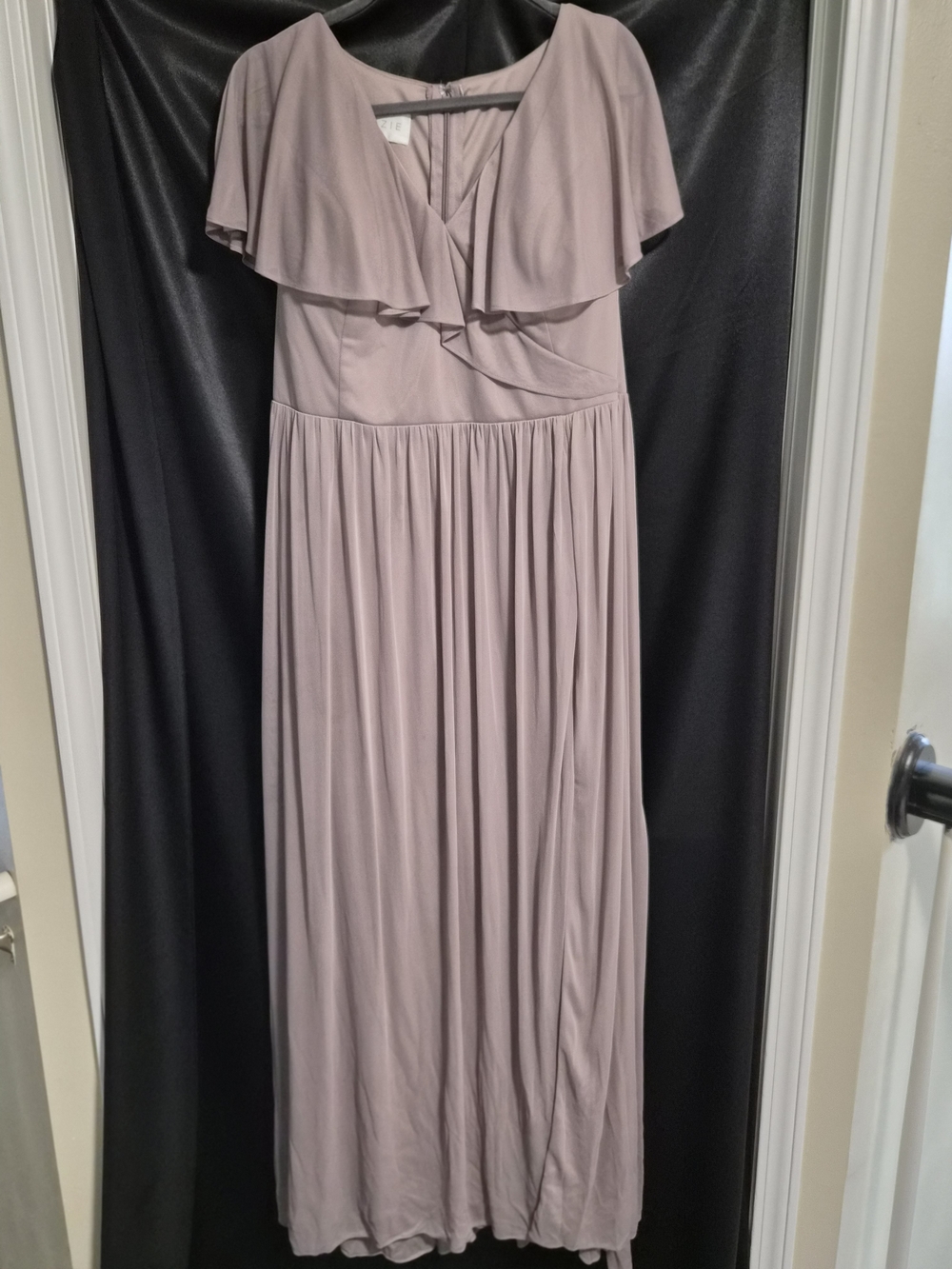 Azazie Dusty Mauve Maxi Dress with Flutter Cape